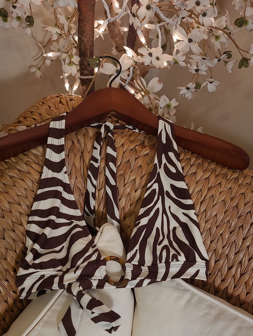 Brown And Cream Animal Print Bikini Top